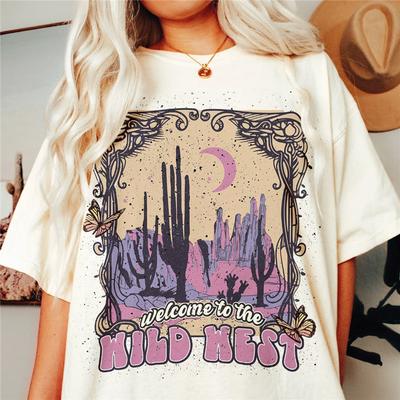 Western Denim Print T-shirt Plus Size Women Pure White Clothing Casual Trendy Short Sleeve Female O-Neck Oversize Tees