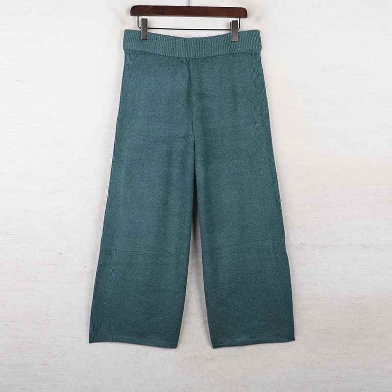 

House Spring New Arrival Export European and American plus Size Women s Clothes High Waist Slimming Knitted Loose Pants Cropped Pants Casual Pants Green Waist 88-96