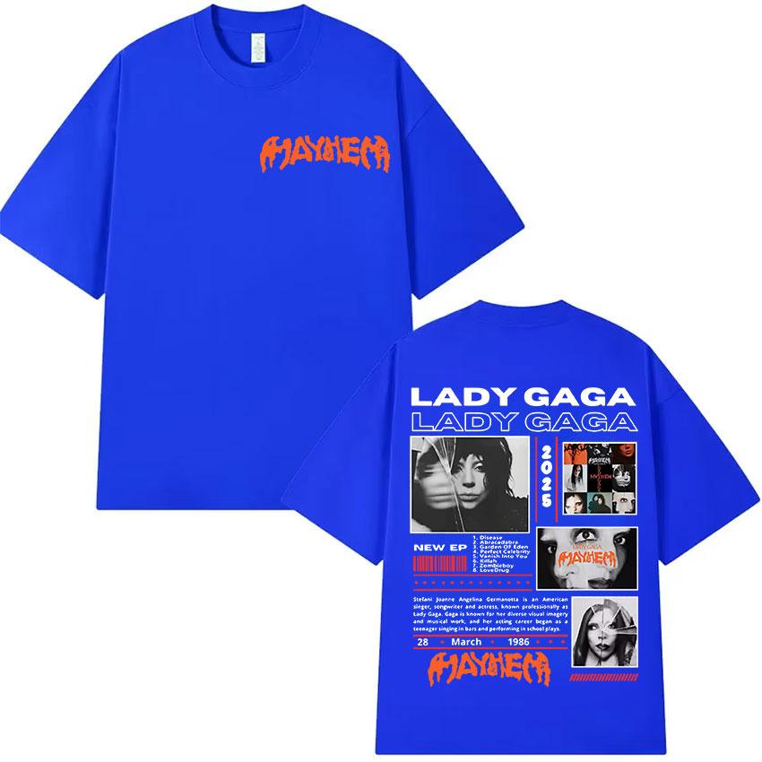 Lady Gaga Mayhem Tour Album 2025 Graphic T Shirts Unisex Women Vintage High Quality Clothing T-shirt Hip Hop Oversized Cotton Tees