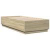 VidaXL Cadre de Lit avec Lumières LED, Lit Simple avec Sommier à Lattes, Lit Adulte de Chambre, Moderne, Chêne Sonoma 90x200 3209634
