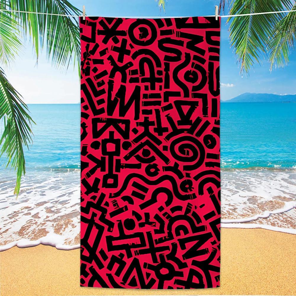 Abstract Geometric Pattern Polyester Beach Towel Bauhaus Style Quick Dry Sand Free Bath Towel for Summer Pool Travel Vacation