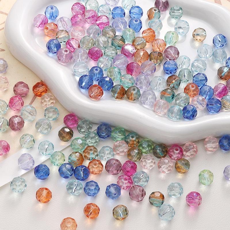 [10mm] Faceted Ball Beads Color Transparent Glass Beads Loose Spacer Beads For Jewelry Making Diy Bracelet Necklace Accessories