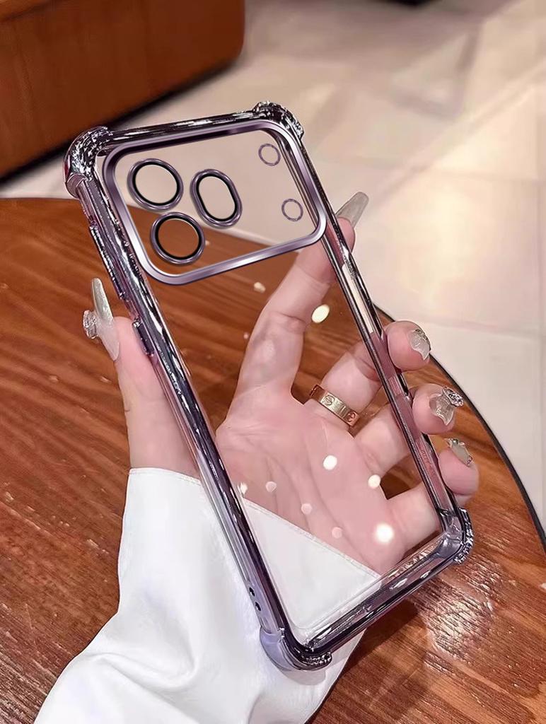 For Honor 600 Pro Cases Plating Lens Protection Film Phone Case For Honor 600 Pro Transparent Airbag Protection Case Bumper