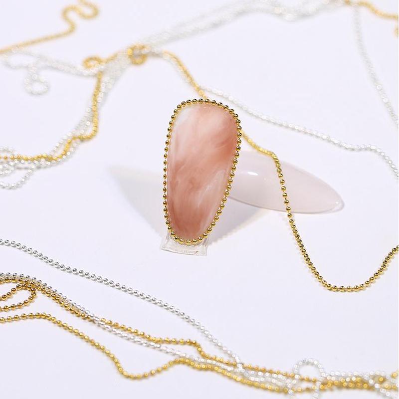 100Cm Mini Nail Steel Ball Chain Silver Gold Metal Manicure Accessories 3D Nail Art Decorations Nail Art Chains