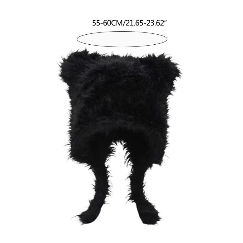 Winter Warm Plush Hat for Women Funny Bear Ear Hat Hooded Skull Hat Outdoor Activity Cap Windproof Headwear Pullover Hat