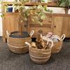 Cotton & Seagrass Large Baskets – Natural Stripes – Set of 3