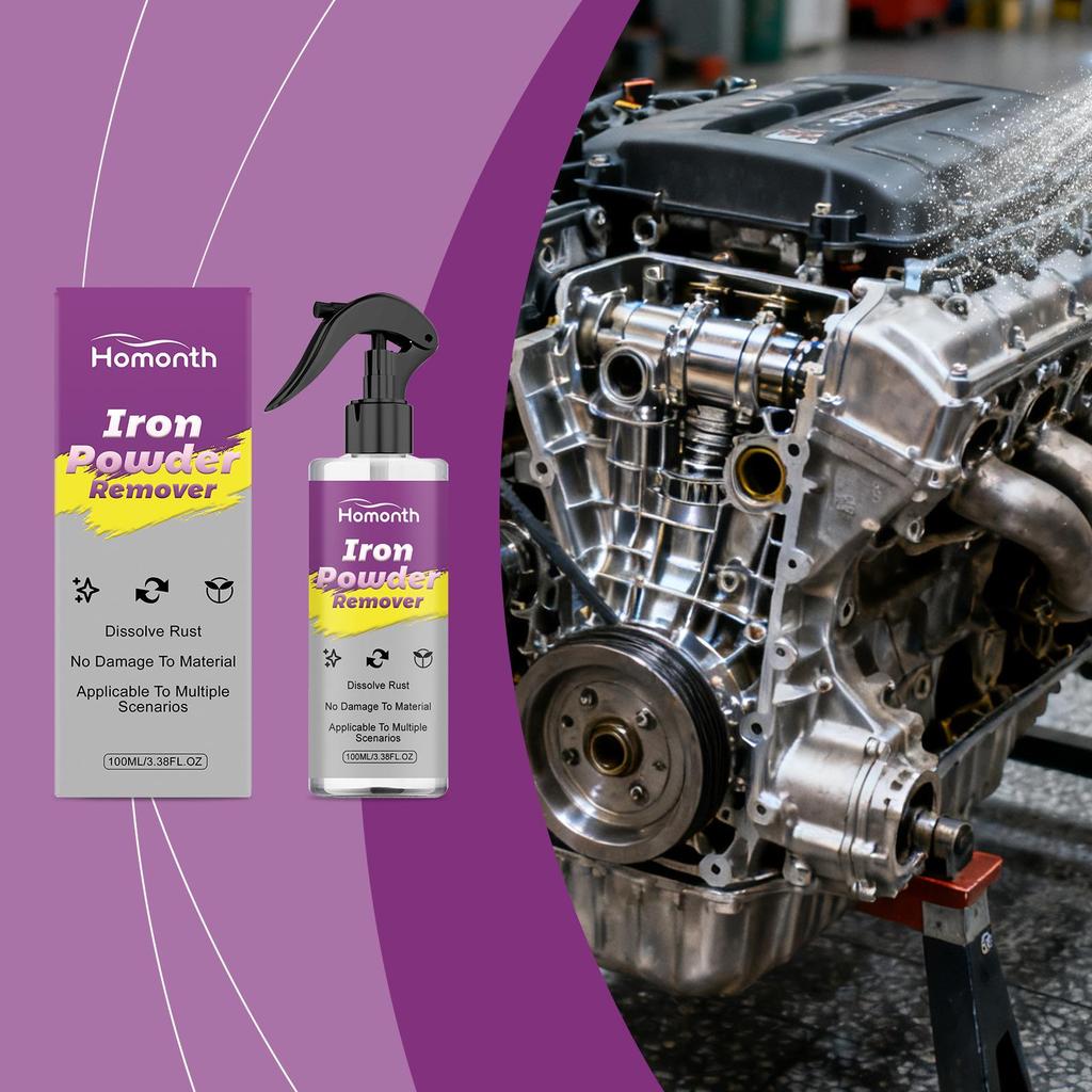 HOMONTH Iron Powder Remover Spray - Cleans and Refurbishes Rust on Car Engine Parts