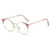 95588 Round Frame Fashionable Anti-Blue Light Unisex Glasses Frame, European And American Metal Spring Foot Flat Glasses