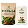 Порошок Моринги и добавка для улучшения пищеварения (100 г + 250 г), Moringa Leaf Powder & Mor-Jee Blend,  Nirvee Organics