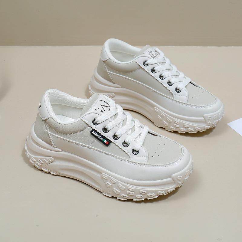 Bílé boty pro ženy Jaro Nový student Korejský styl Ins Trendy Všechno se hodí Silná podrážka Plátěné boty Sportovní ležérní boty Q057