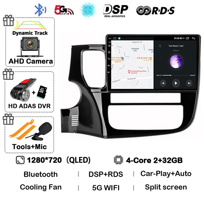 Android14 Carplay Auto Car Radio For Mitsubishi Outlander 3 GF0W GG0W 2012-2018 Multimedia GPS Player Stereo 2din Head Unit DSP