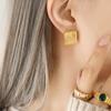 Korean Women'S Niche Design Titanium Steel Square Brand Heart Pendant Necklace Personalized Fashion Earrings Gold-Plated Jewelry Set
