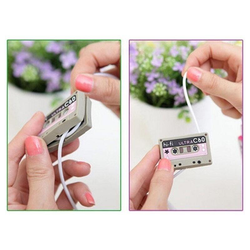 Vintage Tape Design Cable Winder for Headphones Cable Tie Cord Organizer Holder Phone Accessories