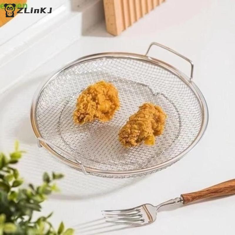 Frying Oil Control Strainer Set  Mesh Sieve with Drip Tray for Home Fried Cooking