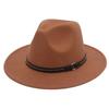 European And American Style Big-Brimmed Top Hat, Metal Ring, Rivet, Belt Accessories, Felt Hat, Light Top Fedora Hat, Foreign Trade Monochrome Hat