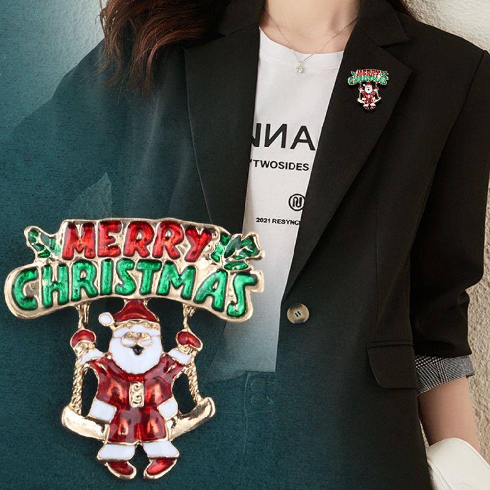 

Santa Claus Enamel Rhinestone Brooches Korean Style Christmas Tree Brooch Decoration Style D