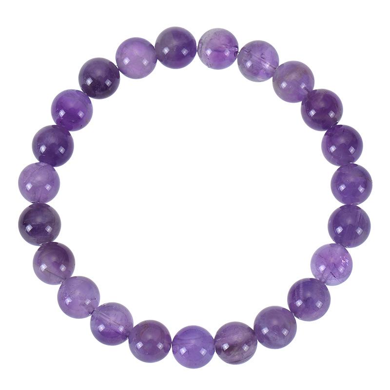 8mm Amethyst & Agate Elastic Beaded Bracelet - Natural Stone Jewelry