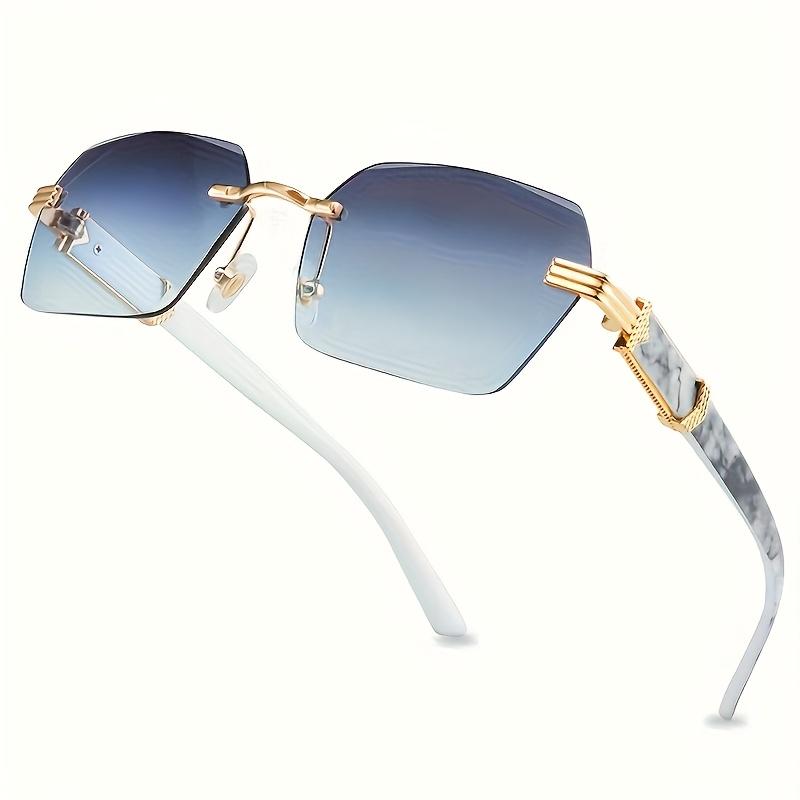 Vintage Style Rimless Fashion Glasses for Men & Women Metal Hinges, Marble Pattern, Lightweight & Durable, Fashionable Eyewear