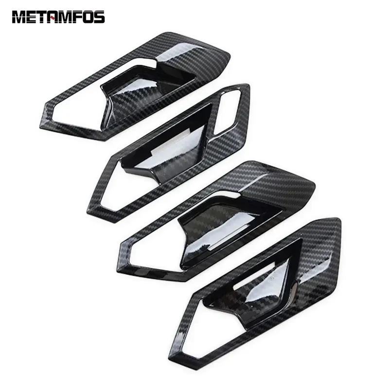 Car Accessories For Volkswagen VW T-Roc TROC 2018- 2024 Interior Carbon Fiber Door Handle Bowl Cover Trim Frame Sticker