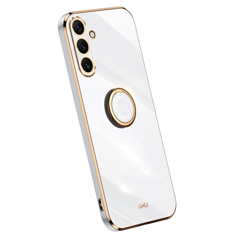

XINLI For Samsung Galaxy A16 5G/A16 4G Case Ring Kickstand Electroplating TPU Phone Cover White