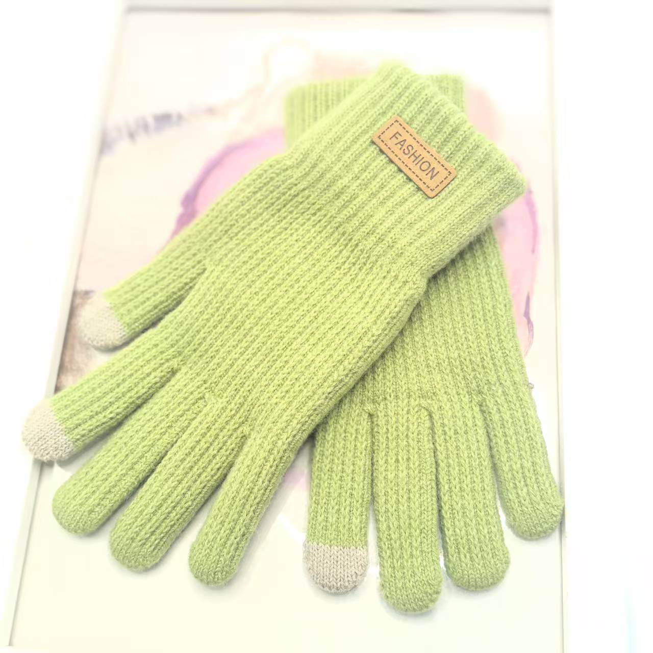 

Вязаные перчатки шерстяные женские зимние утолщенные и флисовые цвета моранди, конфетные цвета, перчатки майяр