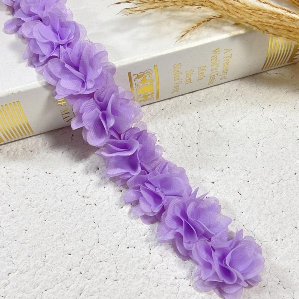 10Yards New 5cm Width Chiffon Flowers Lace Multicolor Handmade DIY Lace 3D Lace Ribbon for Bag Decor