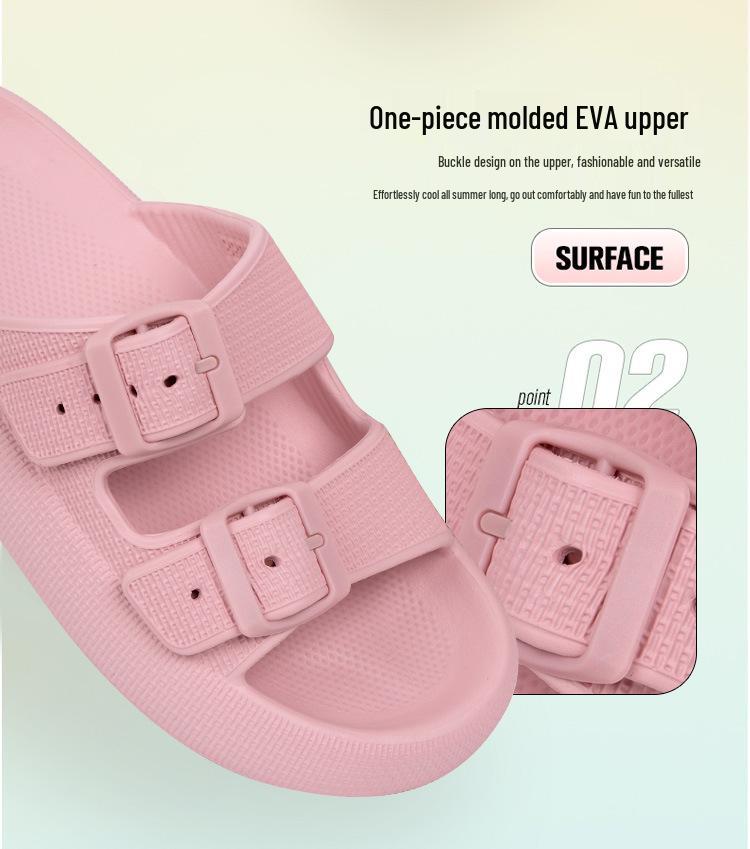2025 Thick-Soled Double Buckle EVA Sandals: Step-On-Comfort for Couples, Women, Indoor/Outdoor Use