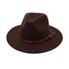 2026 British Flat Brim Felt Hat Outdoor Casual Jazz Hat Wool Fedora Hat Rivet Belt Buckle Cowboy Hat Solid Color Church Top Hat