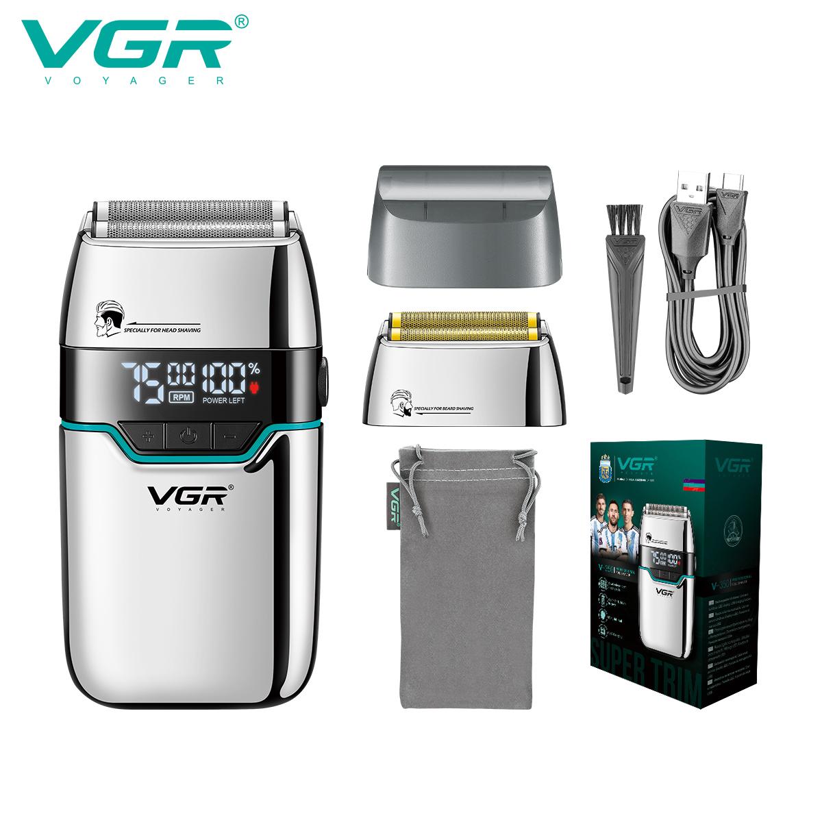 

Original VGR Men s Shaver Convenient Shaver Intelligent LED Digital Hair Trimming Dual-Head Shaver Metal Body Electric Reciprocating Shaver V-350