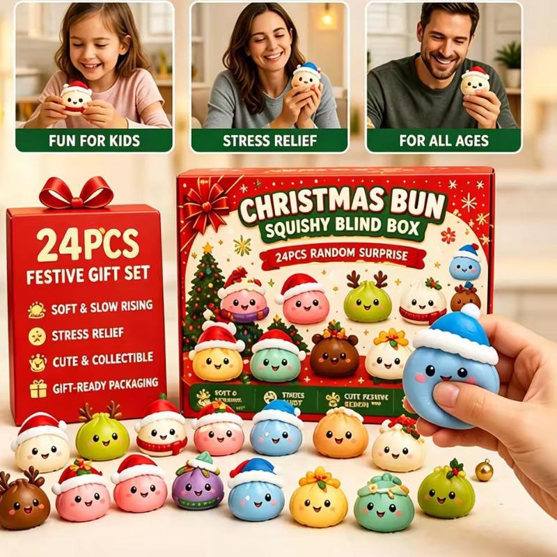 Hot Christmas Squishies Advent Calendar 24 Days Countdown Adviento Navidad Dumpling Squishy Slow Rising Squeeze Home Decor Gifts