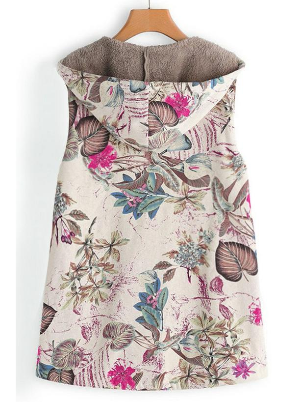 Damen-Weste im Retro-Stil mit Kapuze, ärmellos, Plüsch, Baumwolle und Leinen, für Herbst/Winter