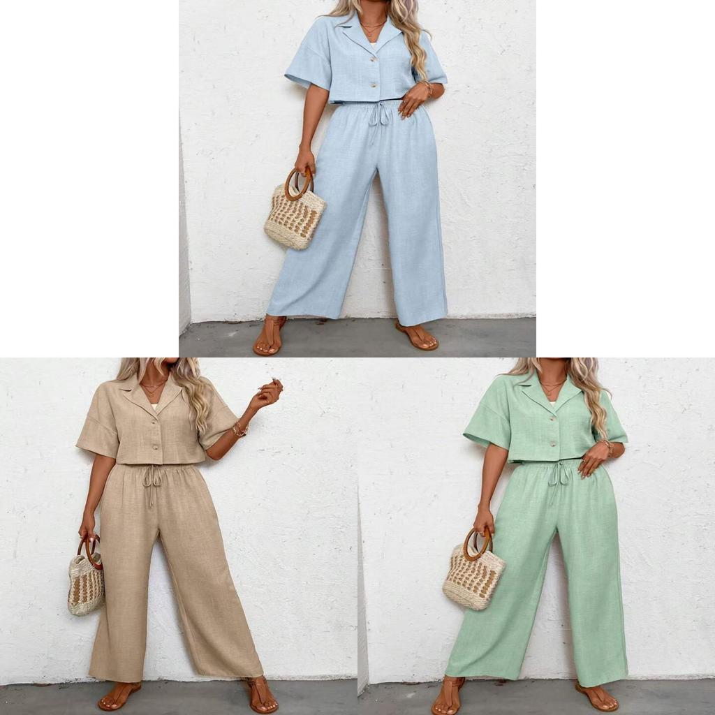 Elegant Plain Color Twopiece Suit With Splicing Design For Women Casual Office Wear