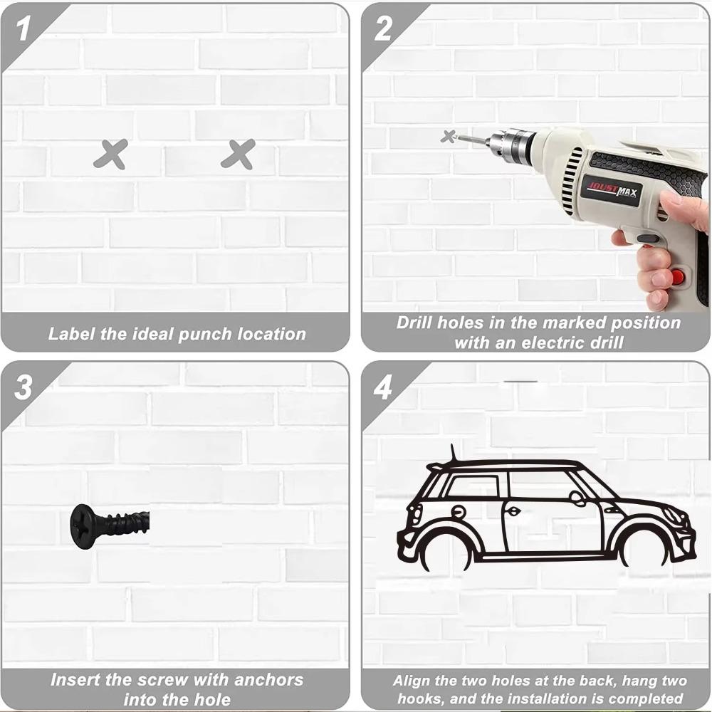 1 szt. 1 szt. Metalowa Sztuka Ścienna Sylwetka, Metalowa Sztuka Ścienna Mini Cooper, Znak Garażowy Wiszący na Ścianę Dom