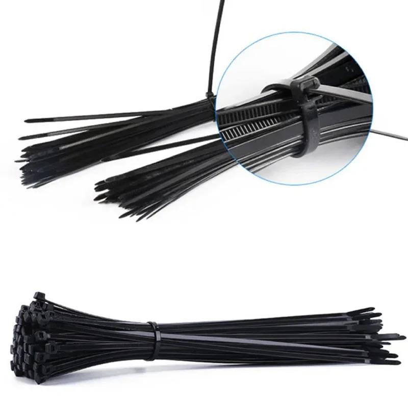 100 Pieces Nylon Self-Locking Ties Bundling Tape Black Durable Anti-Corrosion and Anti-Freeze High Toughness Bundling Rope Ties
