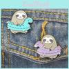 Stylish Mint Green Sloth Enamel Badge Brooch Made With High-quality Alloy Material