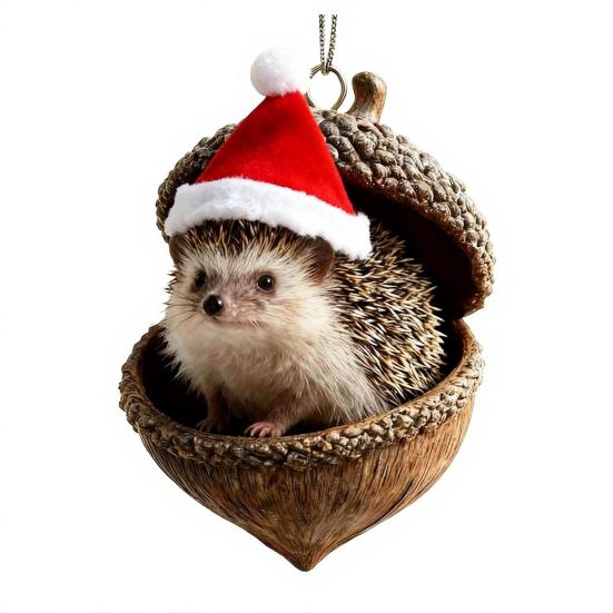 Yousheng Forest Animal Acorn Ornament 2D Acrylic Cozy Forest Christmas Ornament Woodland Creature Hanging Decoration for Xmas Tree Holiday Decor