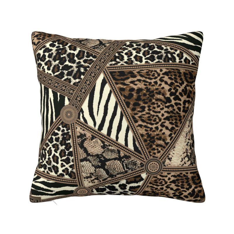 Fluffy Leopard Skin Leather Texture Sofa Cushion Cover Polyester Tropical Wild Animal Throw Pillow Case Bedroom Decoration