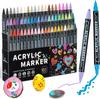 Dual-Tip Stackable Acrylic Markers - Quick-Drying Christmas Greeting Card Pens