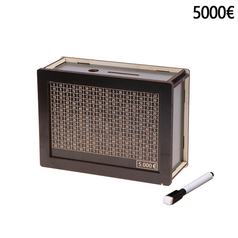 500/1000/2000/3000/5000/10 000 euro sparebøsse Sparegris Wood Money Bank Gjenbrukbar pengebøsse med sparemål og tallbokser