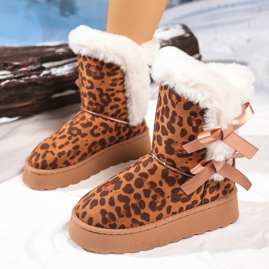 Stivali da Neve con Zeppa da Donna Inverno 2025 Nuovi Punta Rotonda Versatili Pile Ispessito Gambale Corto Neve Cotone