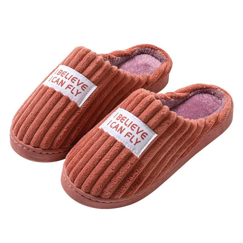 Cotton slippers women's non-slip and non-smelly feet winter home shoes indoor warm plush couple cotton shoes