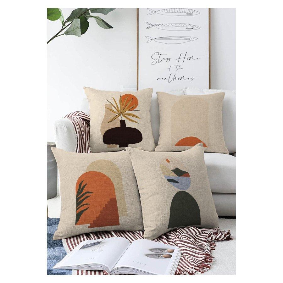 4 Pieces Double Sided Printed Cushion Cover Set