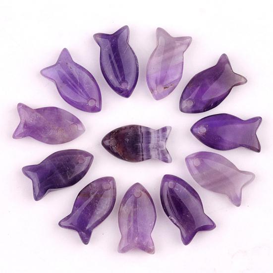Ciondolo Piccolo Pesce 22mm con Sei Cristalli Sintetici Rari Fatto a Mano Materiali Naturali Levigato Liscio Fascino per Gioielli DIY
