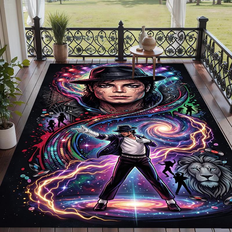 Crystal Velvet Rug with Michael Jackson Design, Soft Non-Slip Floor Mat for Living Room Bedroom Decor