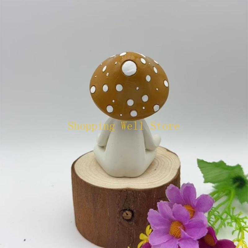 KX4B Fairys Garden Statue Table Centrepieces Miniature Meditations Mushroom Figurines