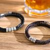 Factory Personalized Leather Bracelet 925 Sterling Silver Custom Name Beads Bracelet for Men