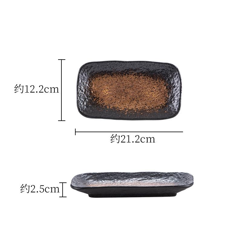 Japanese Plate Cuisine Sushi Plate Western Food Dim Sum Plate Bbq Saury Rectangular Plate Ceramic