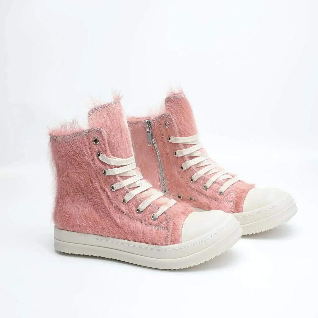 Rric Designer Trend Herren- und Damen-Leder-Pferdehaar High-Top-Schuhe Liebhaber Mode Freizeitschuhe Mode Damenschuhe