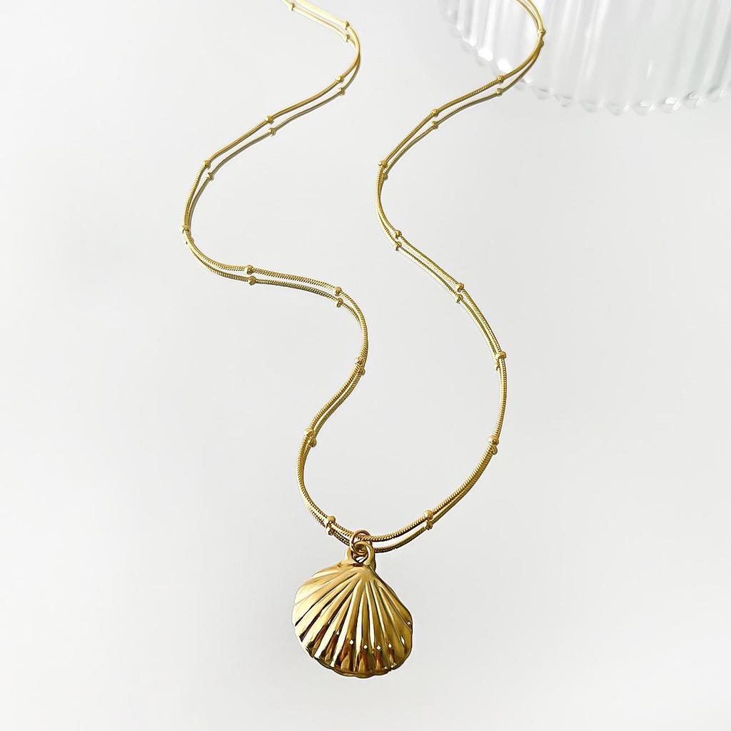 MHS.SUN Seestern Muschel Muschel Anhänger Halsketten Für Frauen Männer Edelstahl Trendige Kette Choker Strandparty Schmuck Sommer
