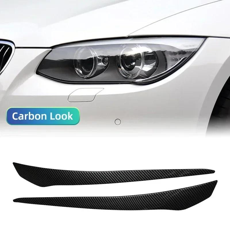 ABS Plastic Front Headlight Eyebrow Eyelid Lid Trim Lamp Cover Sticker For BMW E92 E93 2007-2014 Gloss Black Car Accessories